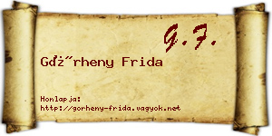 Görheny Frida névjegykártya